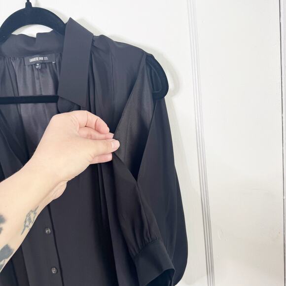 Lafayette 148 NY Silk Split Sleeve Button Down Blouse Top Career Designer 10 Ten - Picture 12 of 12